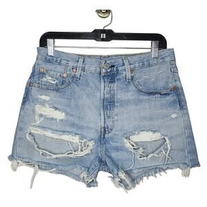 Levi's Women Shorts, Levi's 501 "Big E" Button Fly Distressed Jean Shorts, W28